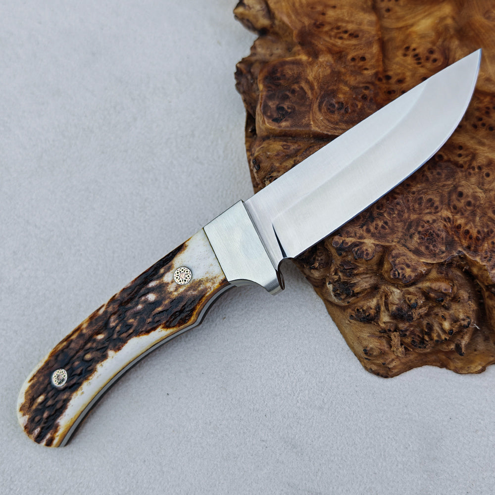 3.5" Fixed Blade Knife Full Tang Vanax Steel with Buckhorn