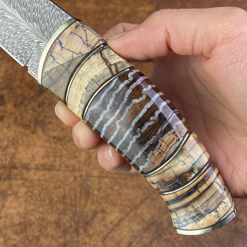 Feather Damascus Hunter with Mammoth Tusks