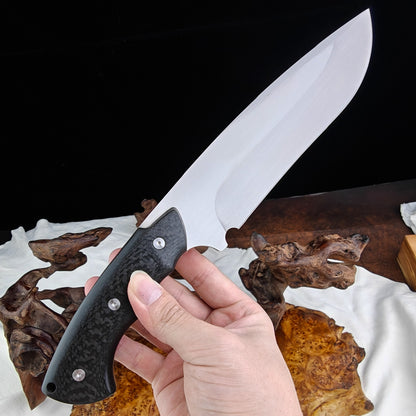 6.7 Inch Vanadis-8 Steel Fixed Blade Knife Carbon Fiber