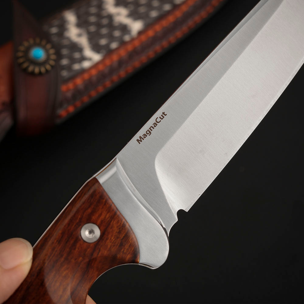 MagnaCut Steel Fixed Blade Knife 4.7" Ironwood