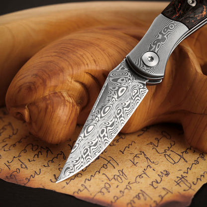 3.3 Inch Slip Joint Pocket Knife for EDC, Damasteel Steel