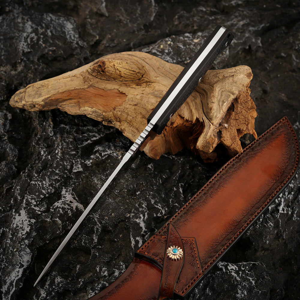 7.2 Inch M390 Steel Fixed Blade Knife with Leather Sheath