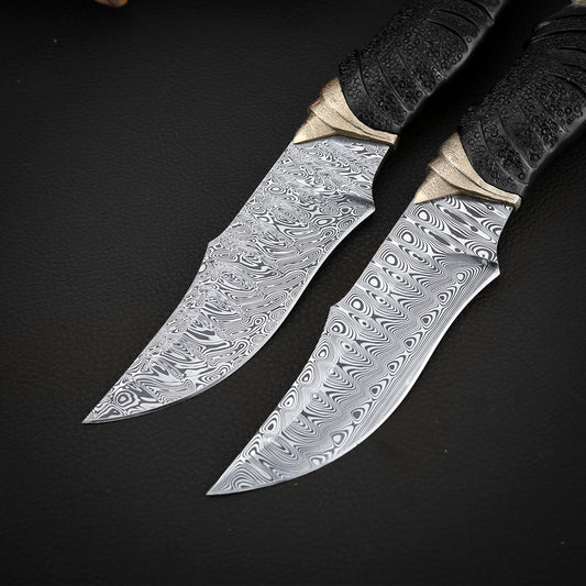 Rhino Custom Hand-engraved Fixed Blade Knife, Swedish Powder Damasteel™