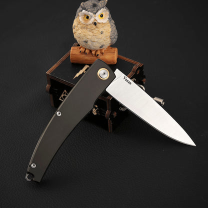 Slip Joint Pocket Knife Vanax Steel 3.46" Titanium