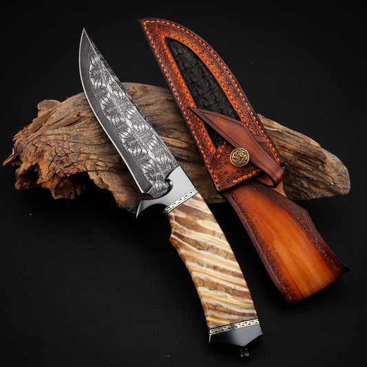 Damascus Hunter with Mammoth Tusks