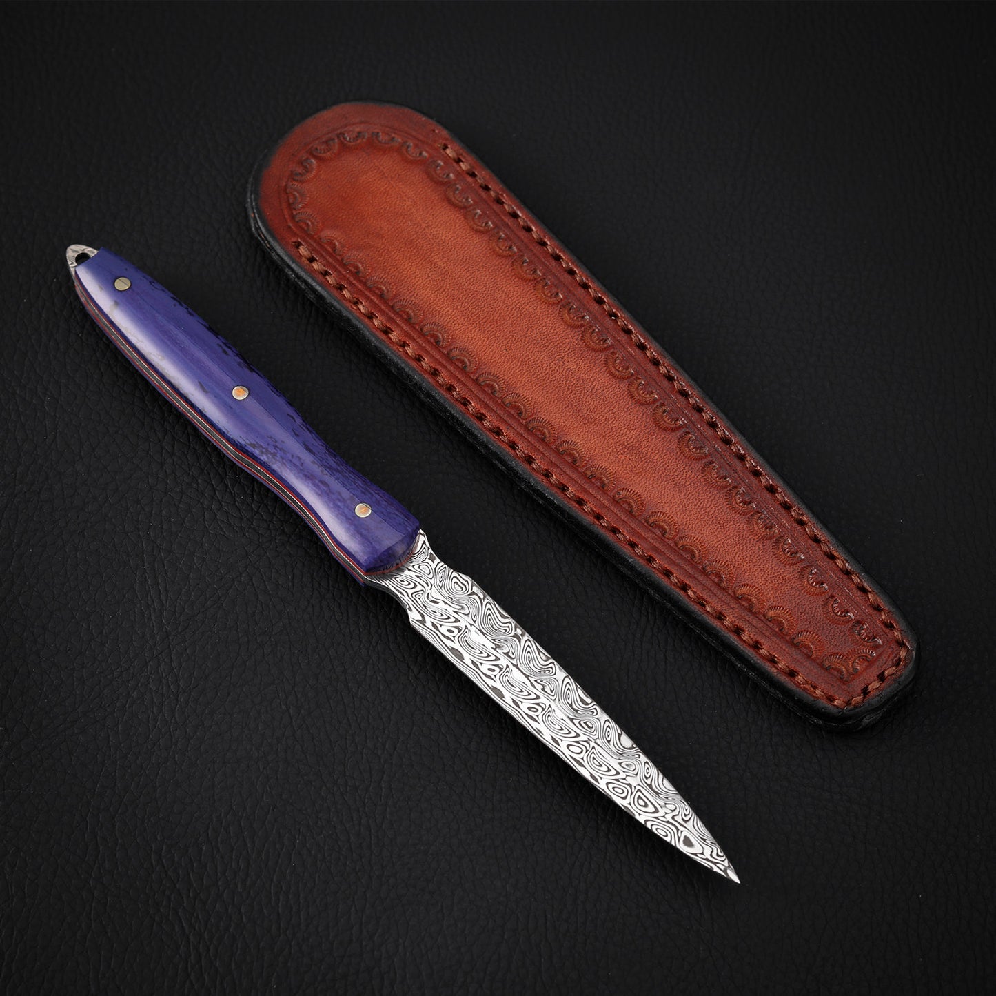 Tea Knife For Tea Cake, Damasteel, Ox Bone