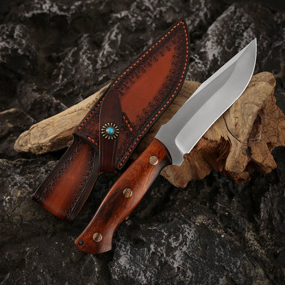 5 Inch M390 Steel Fixed Blade Hunting Knife Ironwood