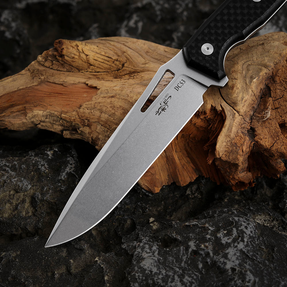 5.2 Inch Fixed Blade Knife, DC53 Steel with Kydex Sheath