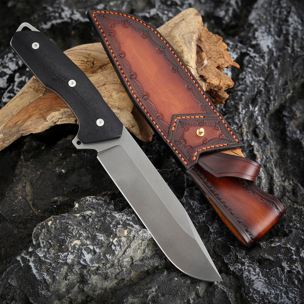 Wootz Steel 5.8" Fixed Blade Knife with Carbon Fiber Handle