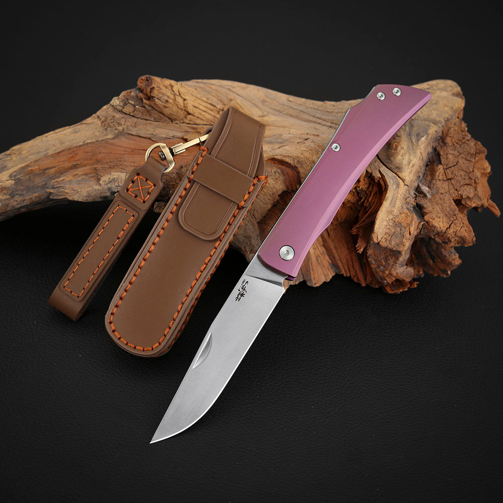 Vanax Steel Slip Joint Pocket Knife, 3.46 Inch, Titanium