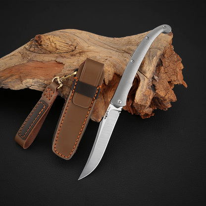 Trailing Point Titanium Slip Joint Pocket Knife, Vanax Steel