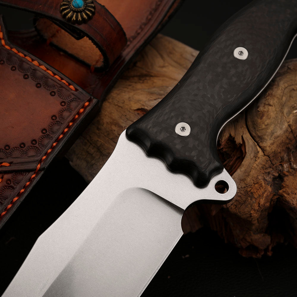 8 Inch Machete Fixed Blade Knife Vanax Steel Carbon Fiber