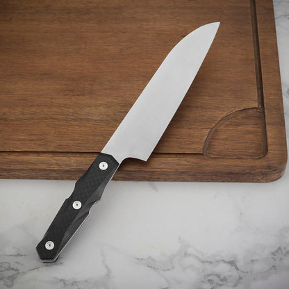 7 Inch Chef's Santoku Knife, M390 Steel, Carbon Fiber Handle