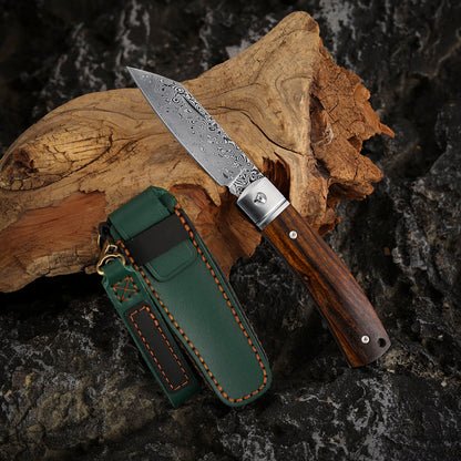 Slip Joint Pocket Knife in Damascus Steel with Carbon Fiber