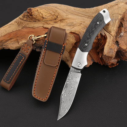 3 Inch Slip Joint Pocket Knife, Damascus Steel, Ironwood