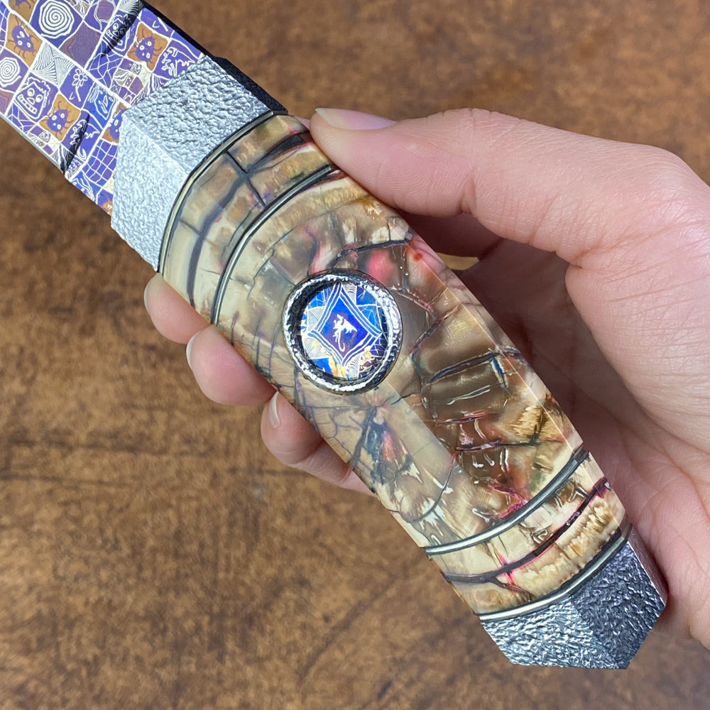 Mosaic Damascus Hunter with Mammoth Tusks