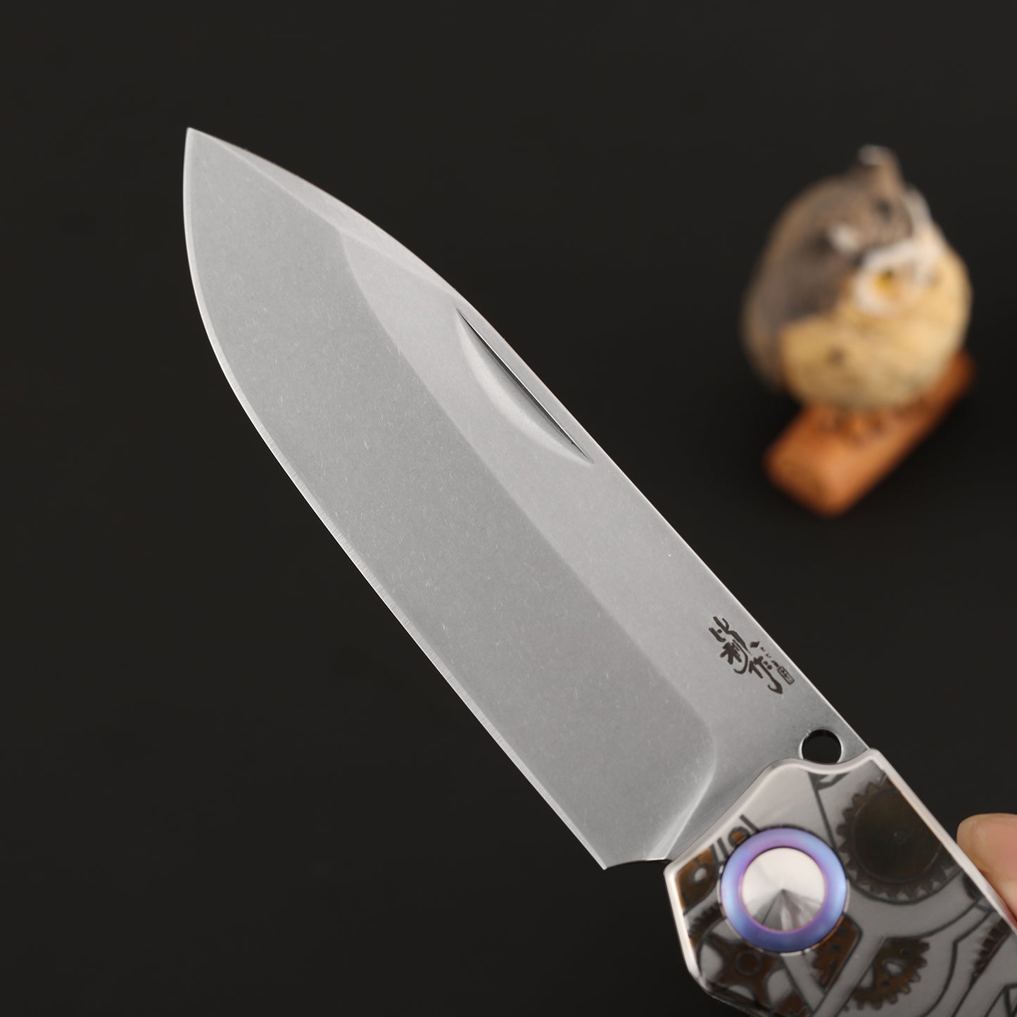 Drop Point Slip Joint Knife Vanax Steel 3.7 Inch Titanium