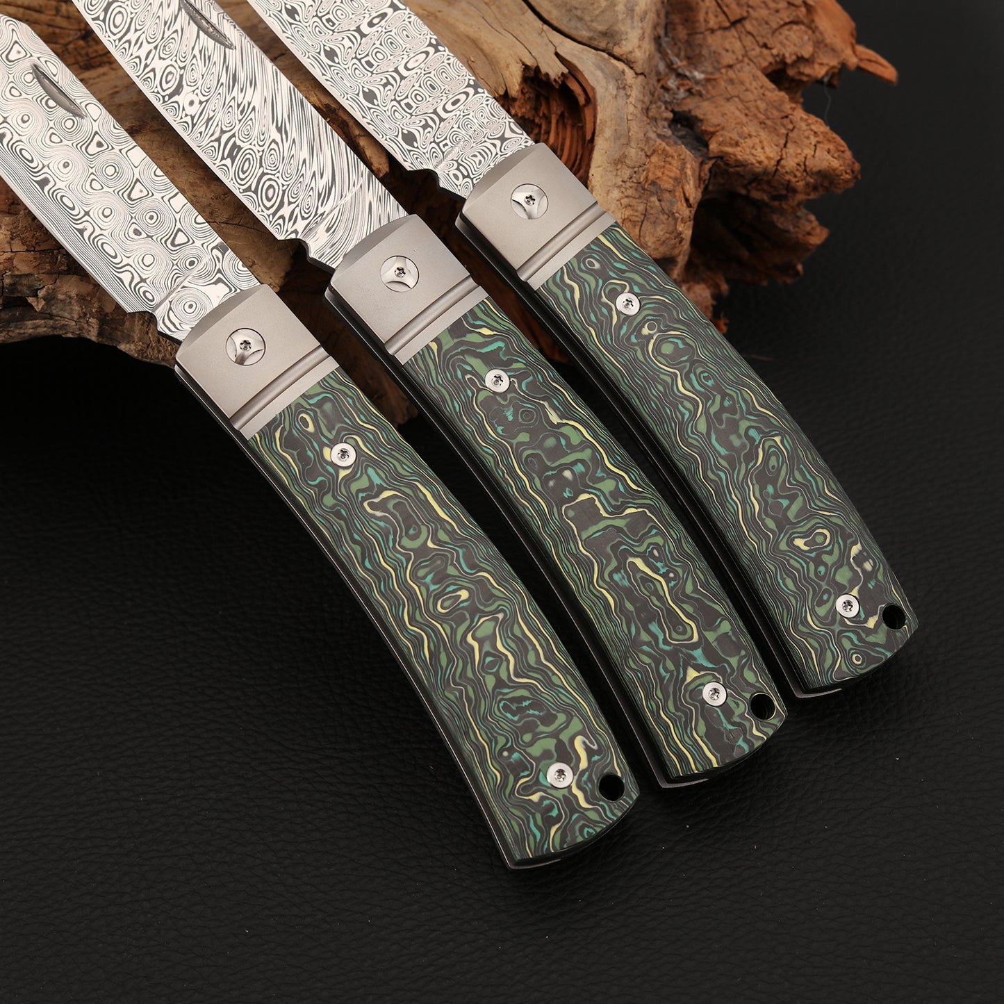 Slip Joint Pocket Knife in Damasteel with Carbon Fiber