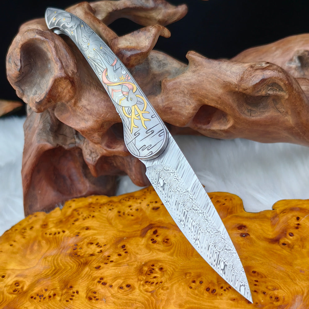 Celestial Hand-engraved Pocket Knife