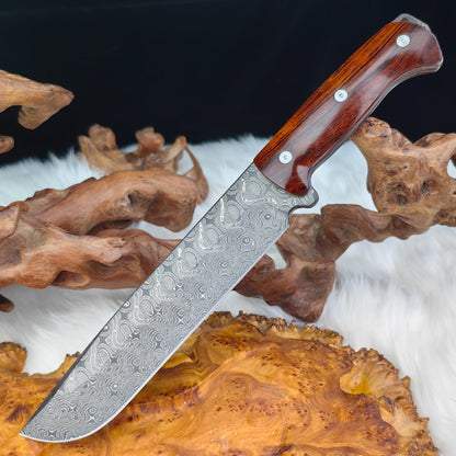 7.5" Machete in Damascus Steel with Ironwood