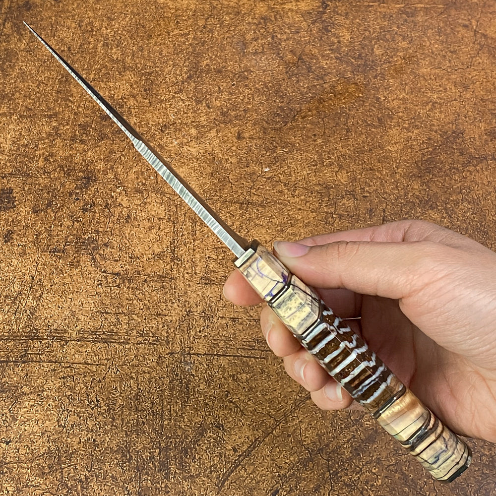 Feather Damascus Hunter with Mammoth Tusks