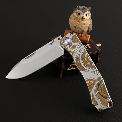 Drop Point Slip Joint Knife Vanax Steel 3.7 Inch Titanium