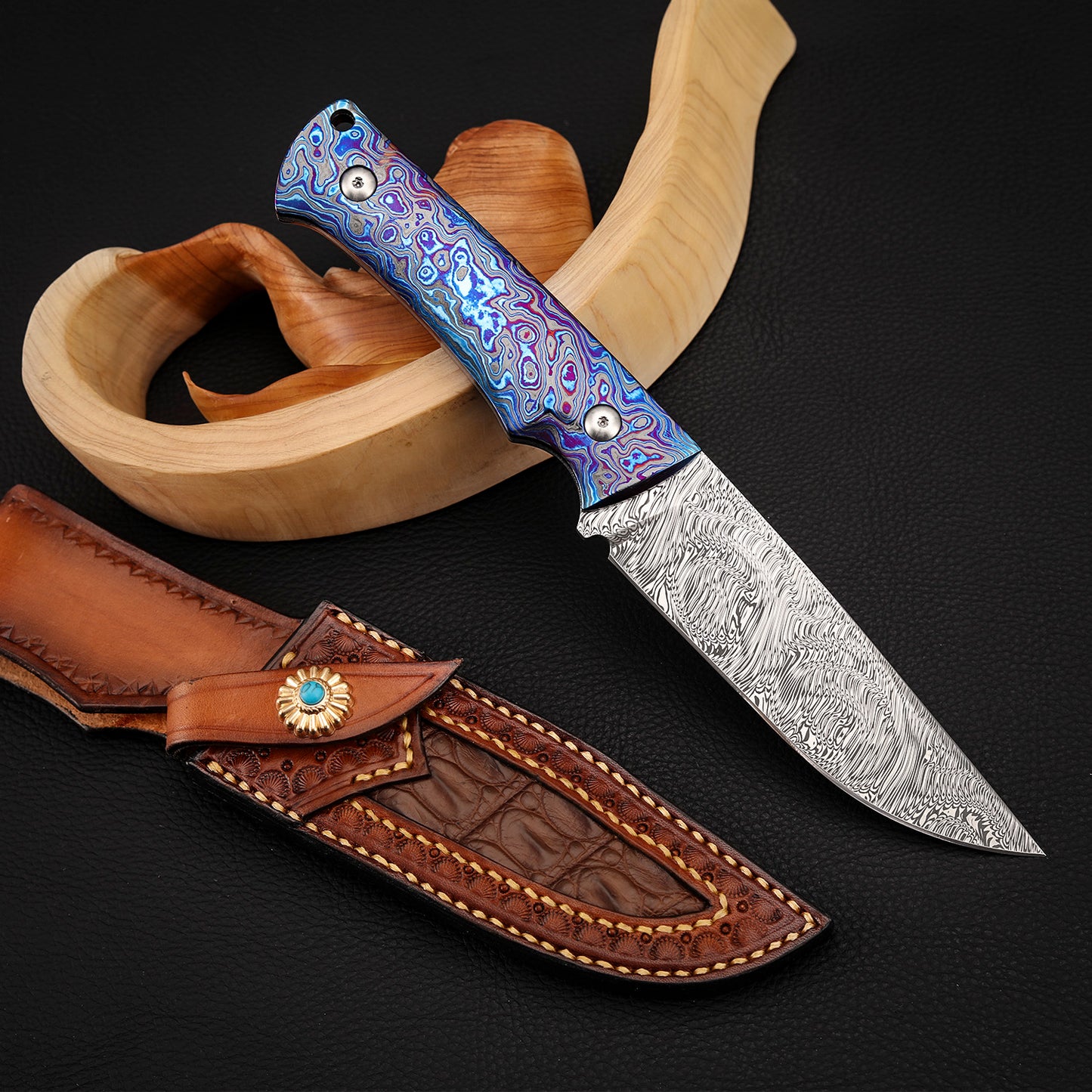 Custom Fixed Blade Damasteel Zircuti