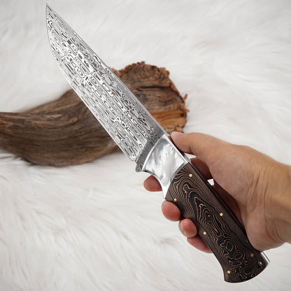 Custom Hunting Knife in Powder Damasteel with Carbon Fiber