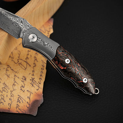 3.3 Inch Slip Joint Pocket Knife for EDC, Damasteel Steel