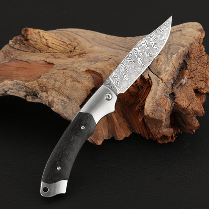 3 Inch Slip Joint Pocket Knife, Damascus Steel, Ironwood