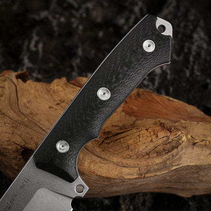 7.8 Inch Machete Fixed Blade Knife, DC53 Steel, Carbon Fiber Handle