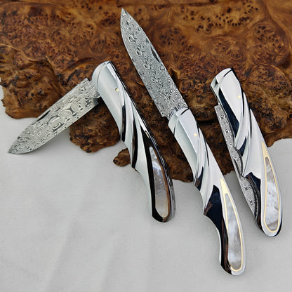 Pocketknife with Mother of Pearl Inlays, Damasteel Blade