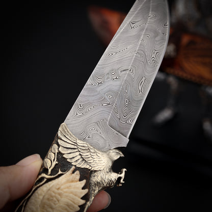 Cuchillo de hoja fija tallado a mano Tigerhawk