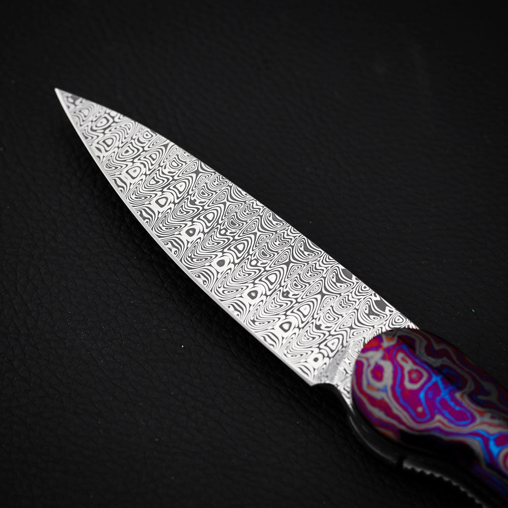 Liner Lock Front Flipper Folder in Damasteel with Zircuti
