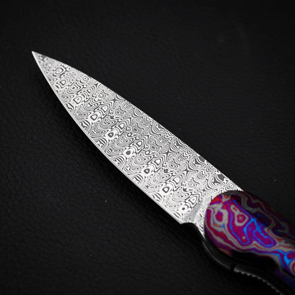 Liner Lock Front Flipper Folder in Damasteel with Zircuti