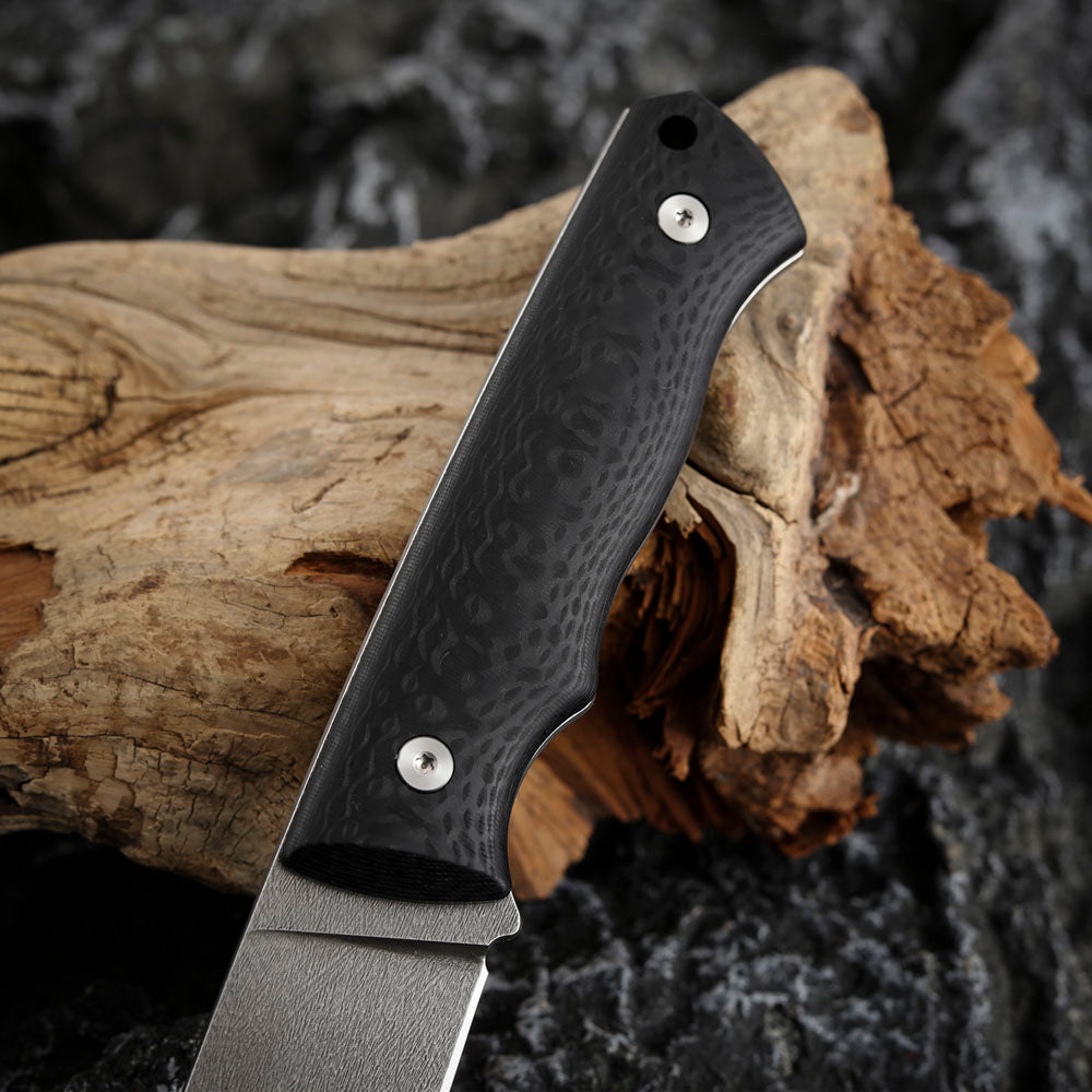 Wootz Steel 4.9 Inch Fixed Blade Knife Carbon Fiber