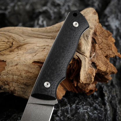 Wootz Steel 4.9 Inch Fixed Blade Knife Carbon Fiber