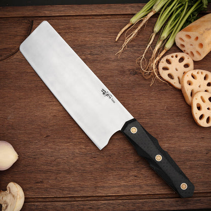 Nakiri Knife Vanax Steel 7 Inch Convex Grind Carbon Fiber