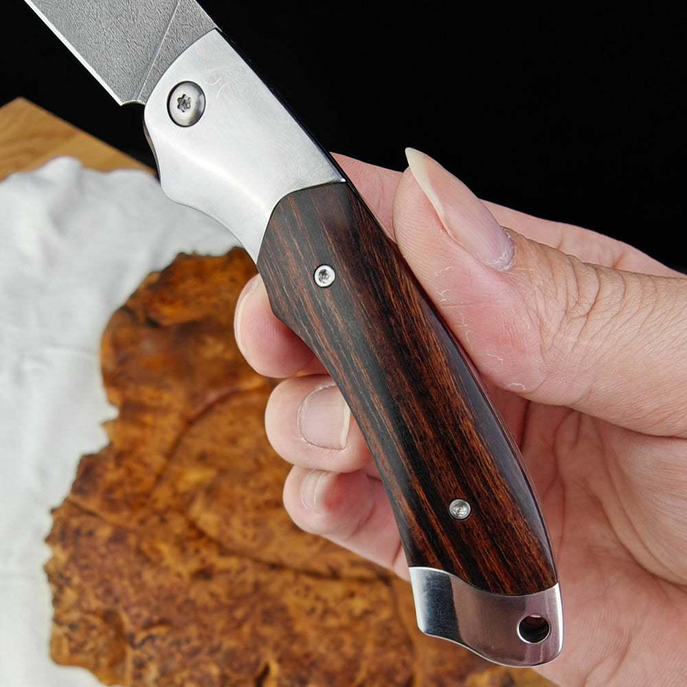 Slip Joint Pocket Knife in Wootz with Ironwood