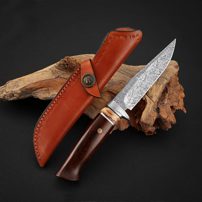 Hunting Custom Knife in Damasteel, Ironwood
