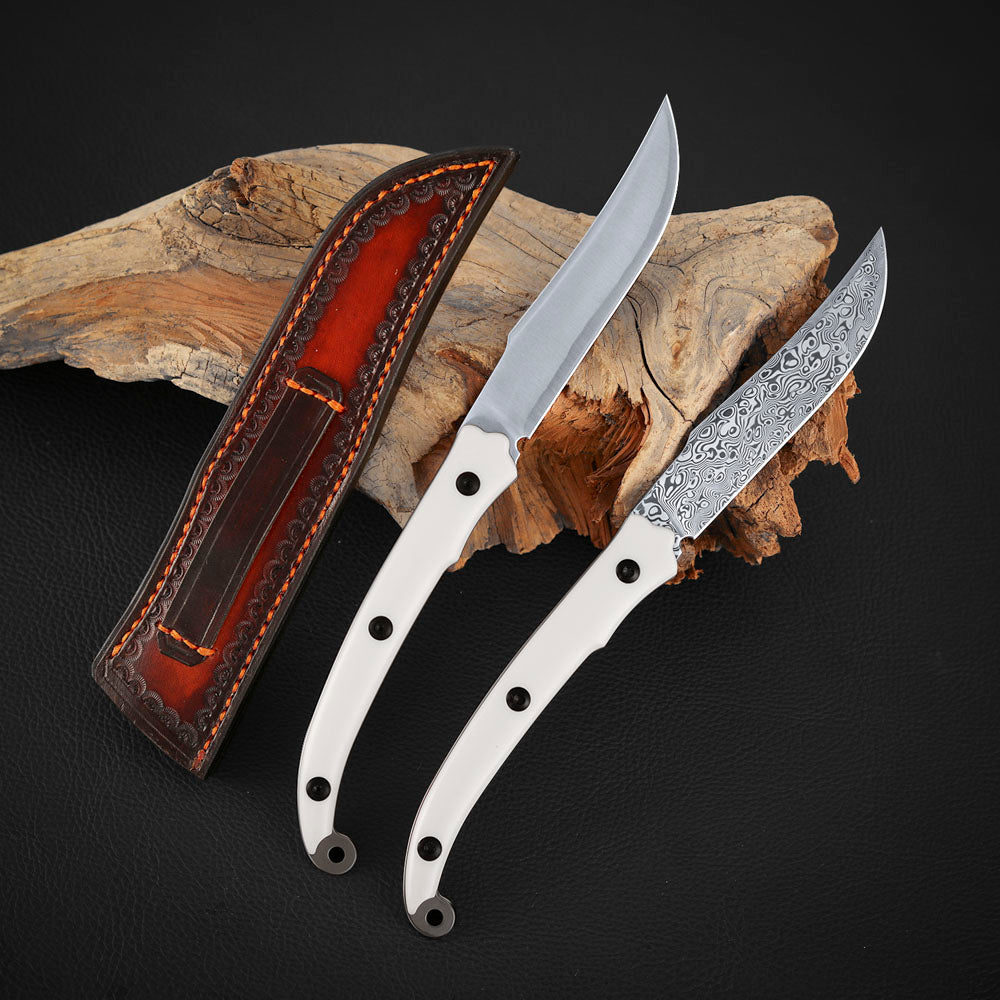 Persian EDC Fixed Blade Knife, M390 San Mai & Damascus Steel
