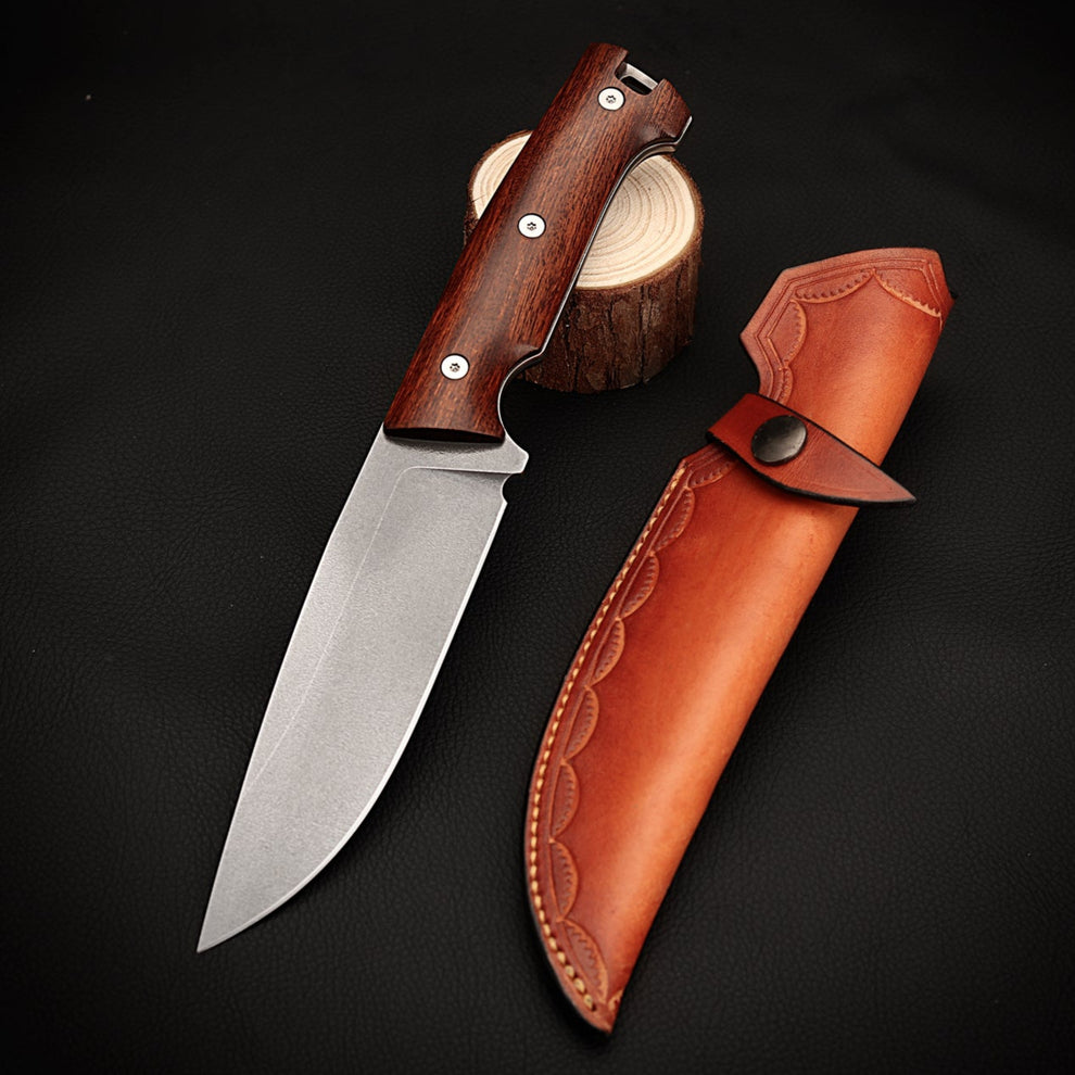 5 Inch Full Tang Hunter in Wootz with Ironwood – BILIKNIFE