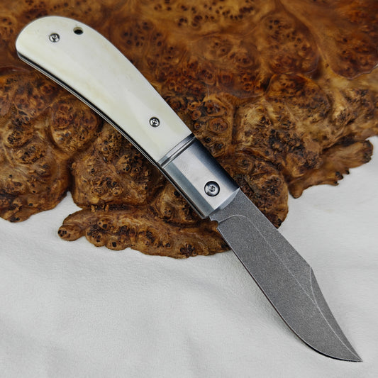 Slip Joint Pocketknife with Ox Bone, Wootz Blade