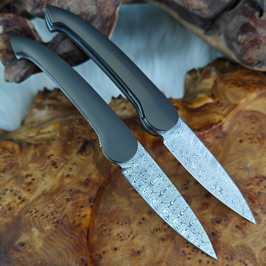Liner Lock Knife in Damasteel with Titanium