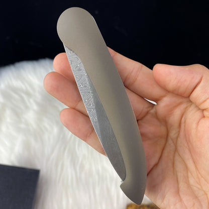 Liner Lock Front Flipper Knife in Damascus with Titanium