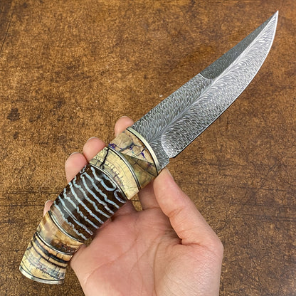 Feather Damascus Hunter with Mammoth Tusks