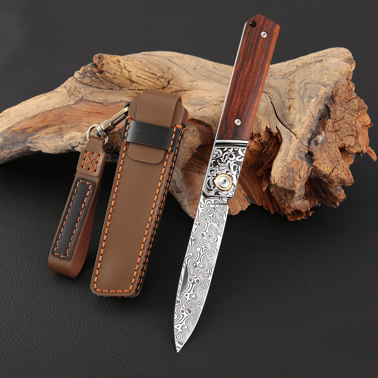 3.5 Incn Slip Joint Pocket Knife Powder Damascus Steel
