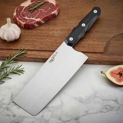 7 Inch Nakiri Knife, M390 Steel, Carbon Fiber Handle