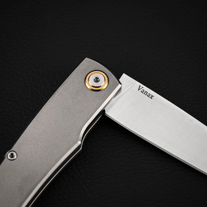 Slip Joint Knife Vanax Steel 3.46" Leaf Shape Blade Titanium