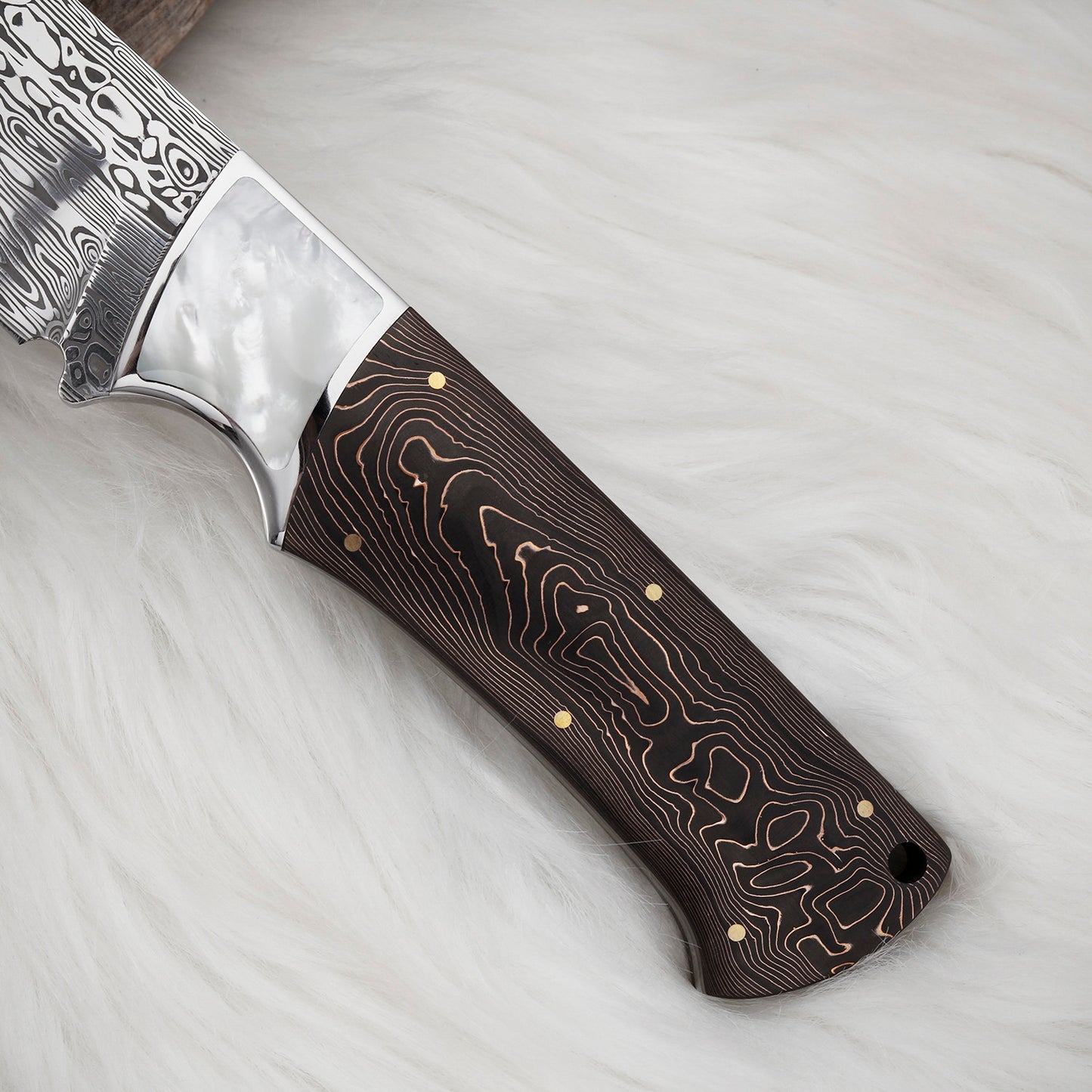 Custom Hunting Knife in Powder Damasteel with Carbon Fiber